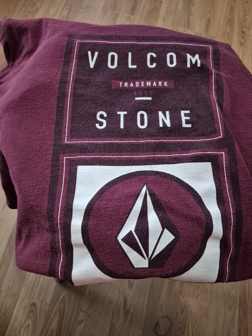 Volcom Stone Graphic Tee - Maroon with White Logo